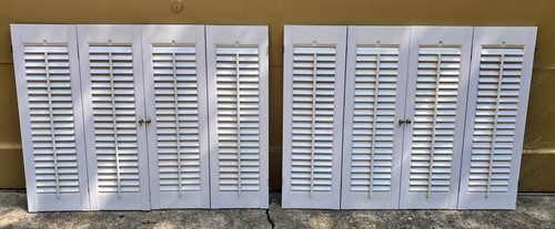 2 Sets 28" Tall x 36 1/4" Wide White Interior Louver Plantation Window Shutters