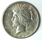 1921 $1 Peace Silver One Dollar US Philadelphia Rare AU