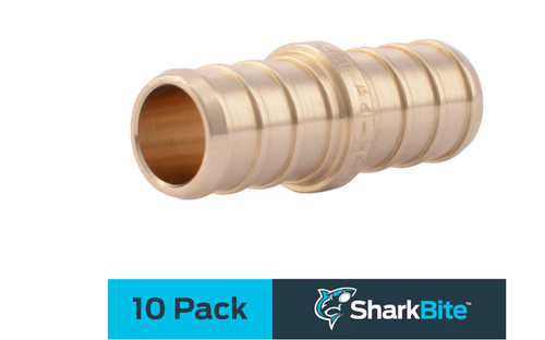 SharkBite 1/2 in. PEX Barb Brass Straight Coupling Fitting (10-Pack) UC008LFA10