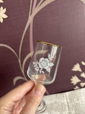 Vintage 4er Set Sherry Gläser Rosegoldrand Retro 60er 70er Glaswaren