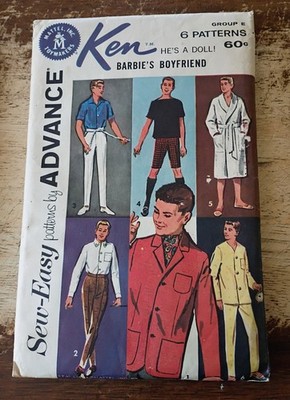 Vintage Early 1960s Advance Group E Mattel Ken Barbie Boyfriend Clothing Pattern