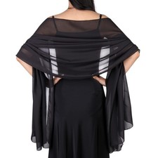 Ladiery Black Shawl Wraps for Women Evening Dresses, Chiffon Elegant Soft She...