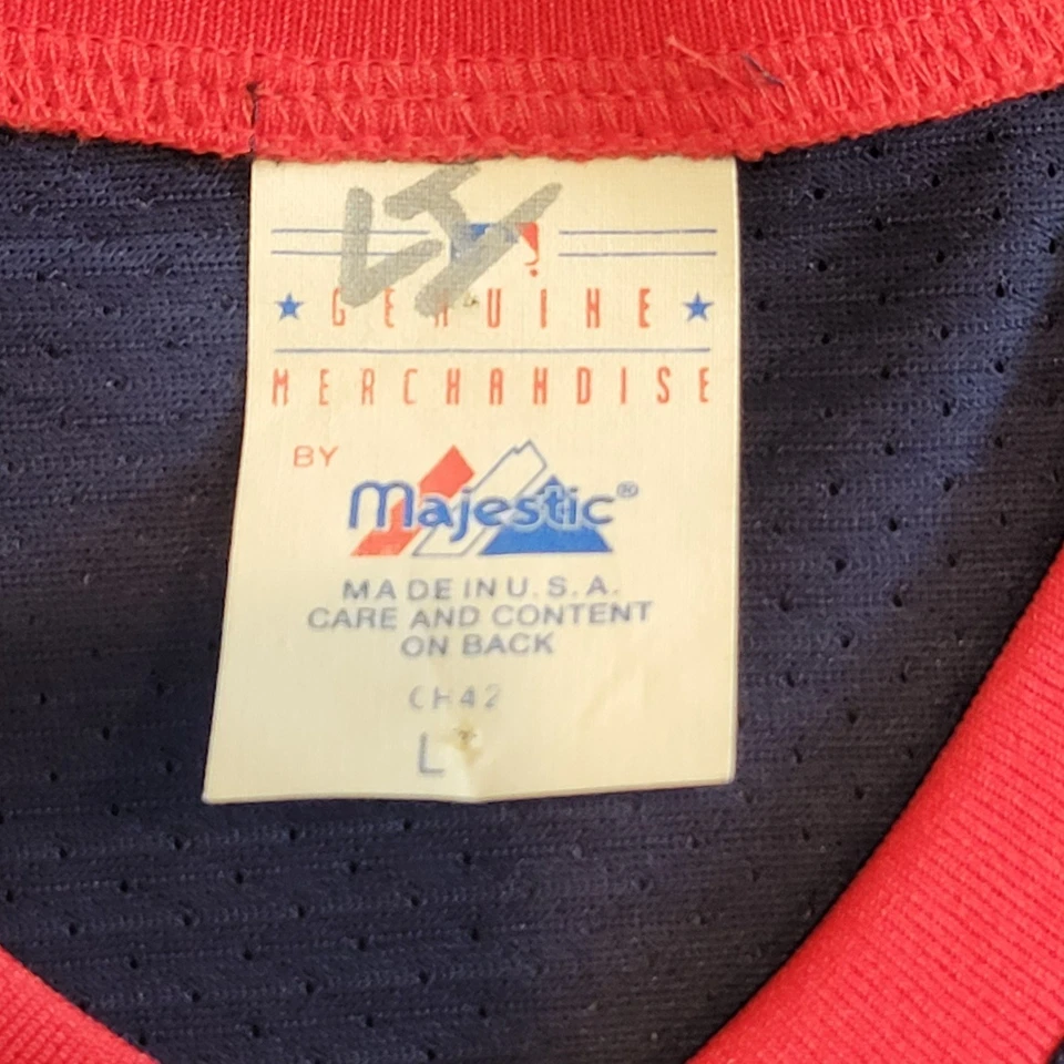 Винтажная бейсбольная футболка Cleveland Indians MLB сине-красная большого размера - Изображение 3 из 4