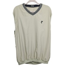 Ashworth Mens XL Golf Vest V-Neck Tan Khaki Made in USA Pullover Side Pockets