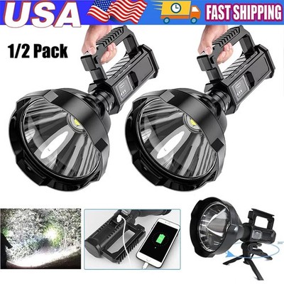 Super Bright LED Searchlight Portable Rechargeable Spotlight Handheld Flashlight