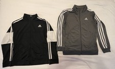 Adidas Kids Youth Medium Full Zip Mocked Neck Track Jacket Gray Black Lot of 2
