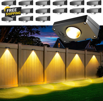 Solar Fence Lights Outdoor Waterproof 16 Packs, Fence Lights Solar Powered