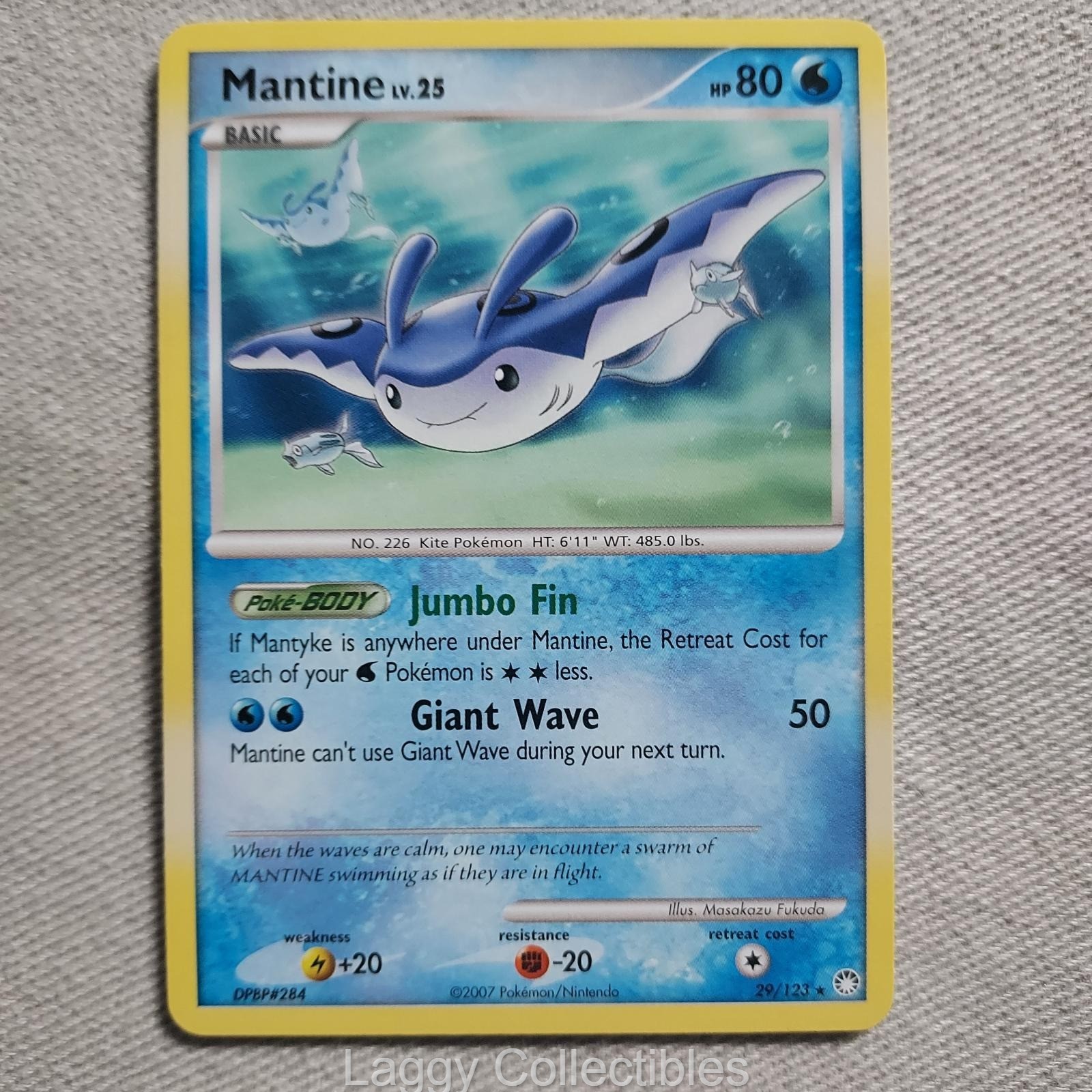 Pokemon Mysterious Treasures 29/123 Mantine - Rare - Moderately Played