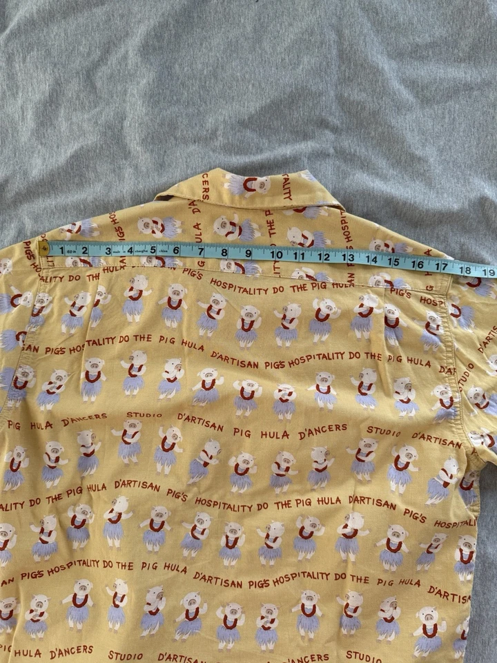 Camisa Studio D'Artisan Hula Pigs Cuello Campamento, Talla M Algodón Hecha en Japón Foto 4 de 4