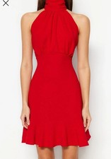 Elegant Red Halter Mini Dress Women US 6 UK 10 Trendyol Sleeveless Party Cocktai