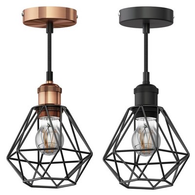 Vintage Pendelleuchte RETRA, bronze, Käfig-Schirm + LED Lampe, 370lm,