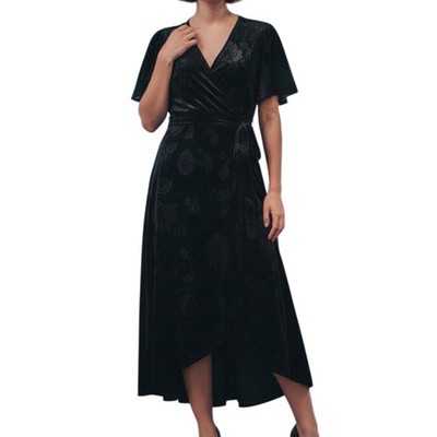 midi wrap dress cocktail and party Taupe Tropical Print Linen Midi Wrap Dress - All Dresses