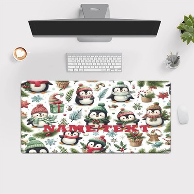 40*90cm ized Penguin-Themed XXL Large Desk & Mouse Pad - Custom NameText, Non-Sl