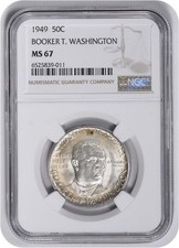Washington (Booker T.) Commemorative Half Dollar 1949 MS67 NGC