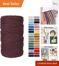 Brown Macrame Cord 4mm x 109Yards,Colored Cotton Rope Craft Cord Colorful Cot...