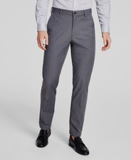 Michael Kors Men's Gray Classic-Fit Cotton Performance Dress Pants Size 38W 34L