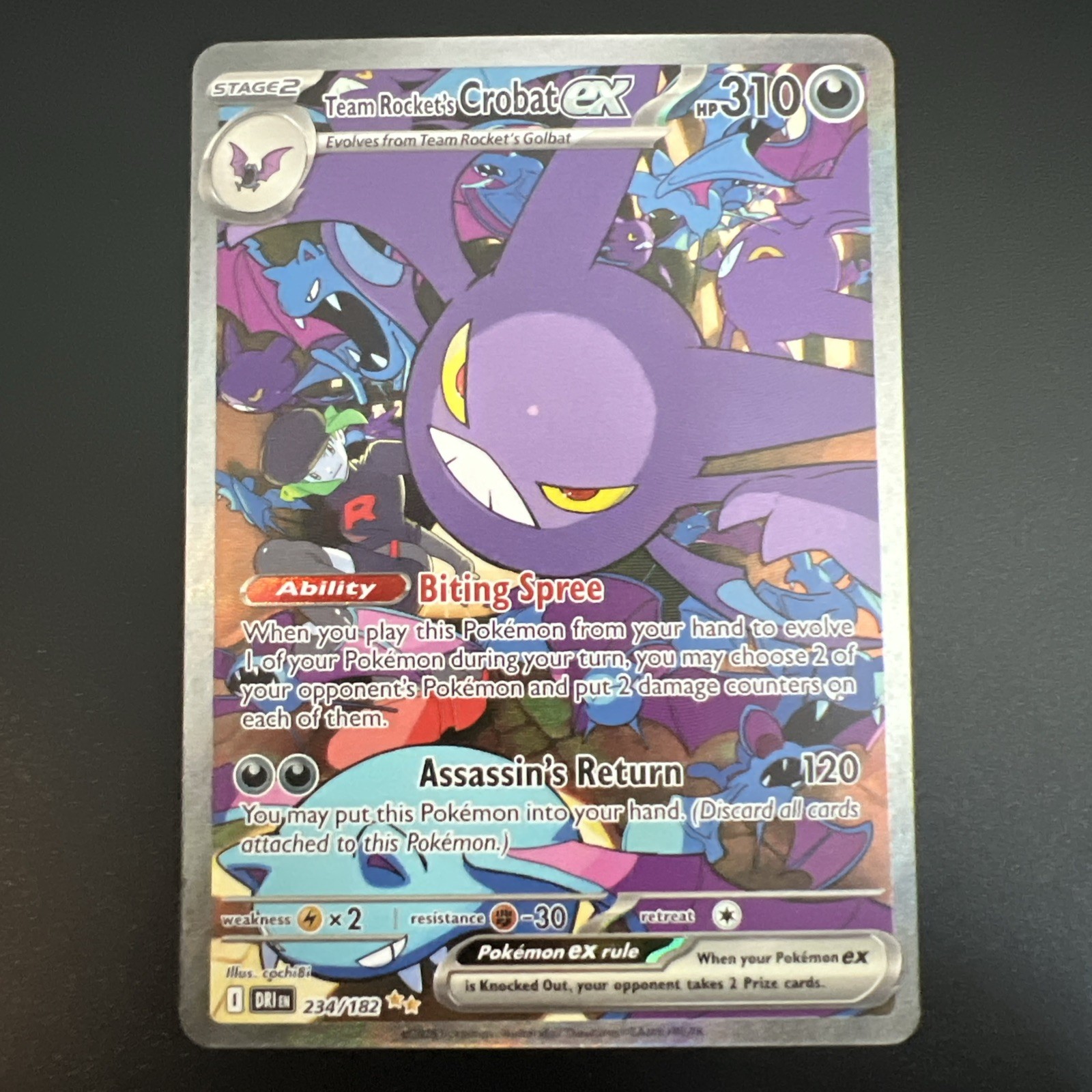 Pokemon TCG Team Rocket's Crobat ex 234/182 SV10 Destined Rivals SIR Holo EN