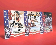 Miracle On Ice Mike Eruzione Signed Signature Rookies 3 Card Uncut Promo Error