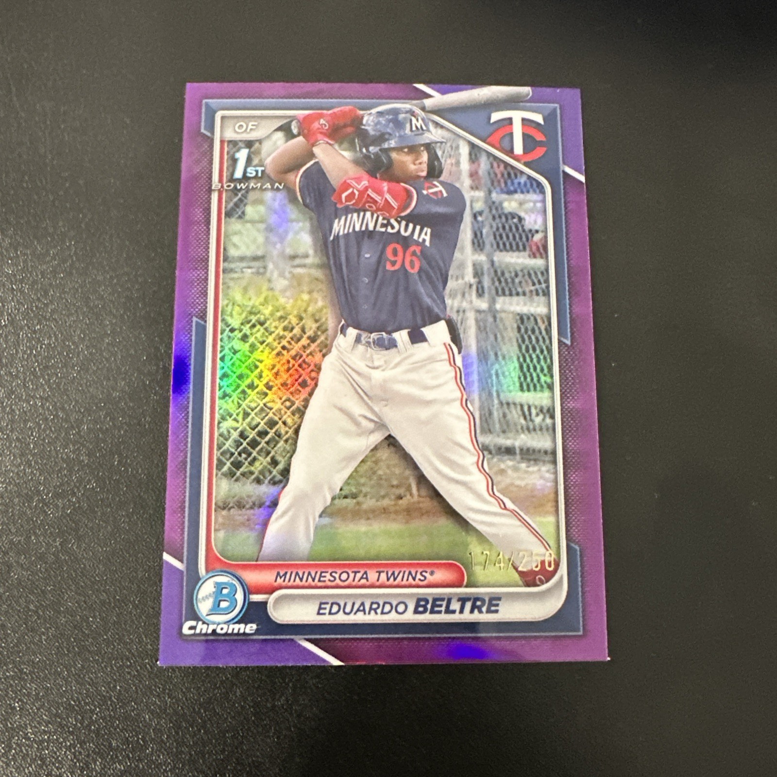 2024 Bowman Chrome Eduardo Beltre Purple Refractor 1st Prospect #056/250 Twins