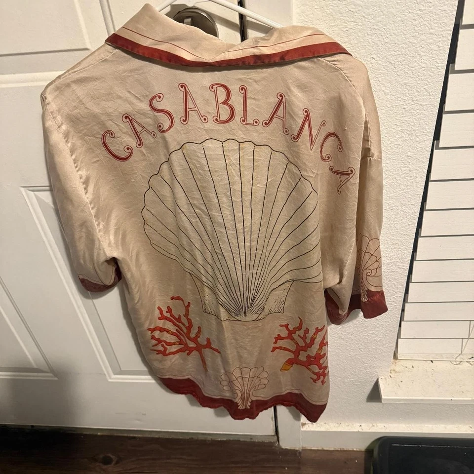 Casablanca Mens Silk Shirt White/Red M $120 - Image 2 of 3