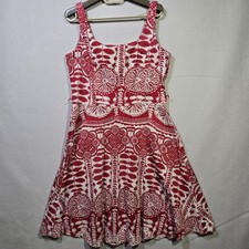 Breakin Loose Swing Dress Floral Pin Up Retro Rockabilly Red 8 Cotton Blend Red