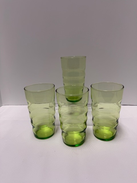 Light green vintage glasses/tumblers set of 4- used 8 inches