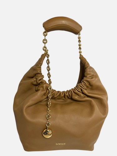 Loewe Women's Brown Squeeze Small Leather Chain Shoulder Purse Bag