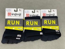 Injinji Run Men's 3 Pack Black LIGHTWEIGHT ULTRA-THIN MINI-CREW SOCKS Size L