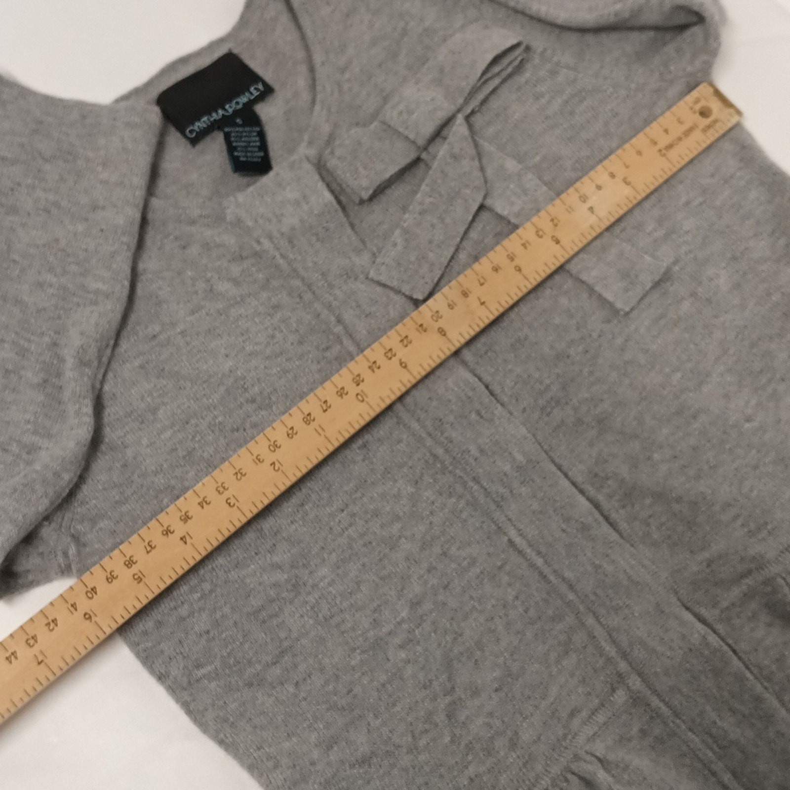 Cynthia rowley angora wool grey peplum Ruffle hem Bow women's sweater size Small