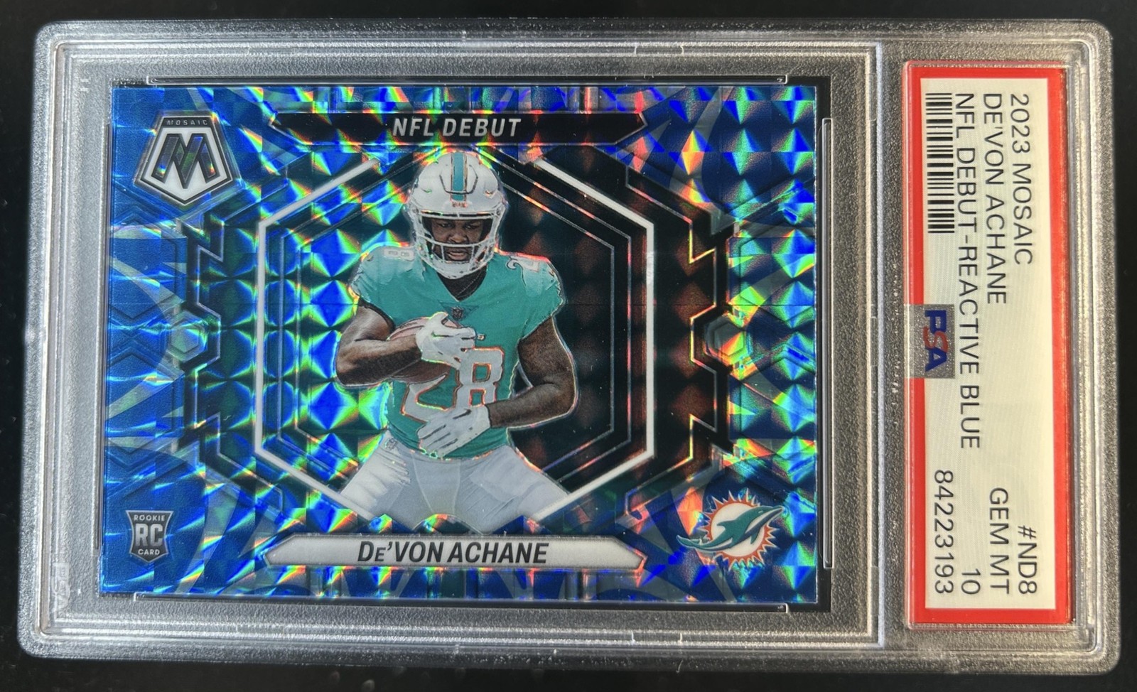 De'Von Achane Panini Mosaic NFL Debut #ND8 Blue Reactive