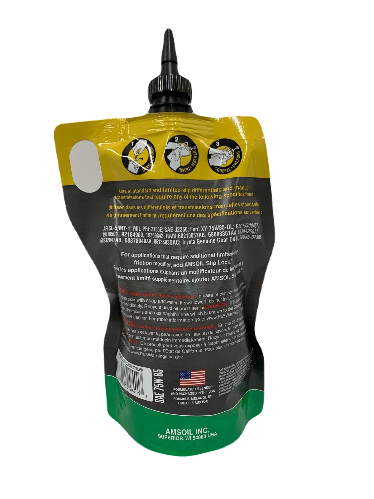 AMSOIL Severe Gear 75W-85 1 Quart Synthetic Gear Oil Lube Easy-Pack