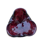 Vintage Murano Cranberry  Red Glass Ashtray Trinket Dish Bowl MCM 1960s 4”