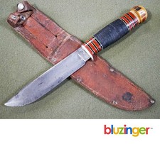 Antique WADE & BUTCHER SHEFFIELD Fixed Blade Hunting Knife w/ Stag Pommel