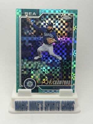 J.P. Crawford 2026 Topps Chrome #25 Aqua X-Fractor /199 Mariners