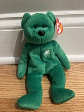 Ty Beanie Baby Erin The Bear 1997 Retired Plush Toy Green With Clover