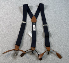 Dillards Mens Blue 1.5 in Stretch Suspenders Real Leather Accents OSFM NWT