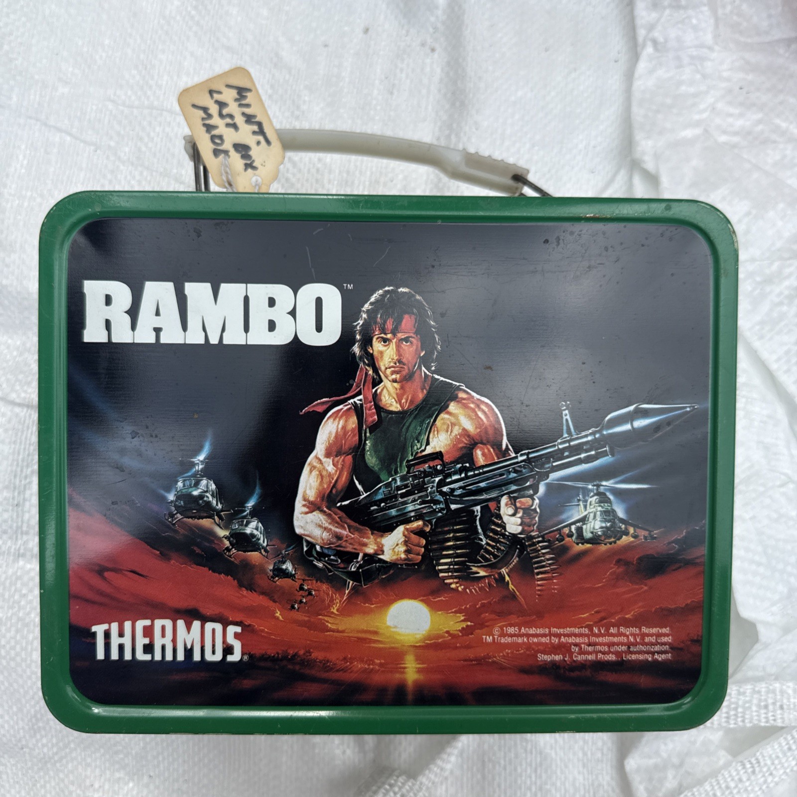 Vintage 1985 Rambo Metal Lunch Box Sylvester Stallone! Mint last box ...
