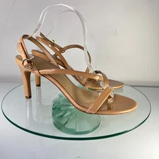 Enzo Angiolini Sandria Stiletto Heels Size 10 M Nude Patent Leather Strappy