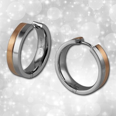 Damen Ohrringe Edelstahl Creolen silber rosegold 25mm Amello ESOS712