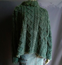 Eddie Bauer Forest Green Cable Fleece Pullover Turtleneck Top XXL