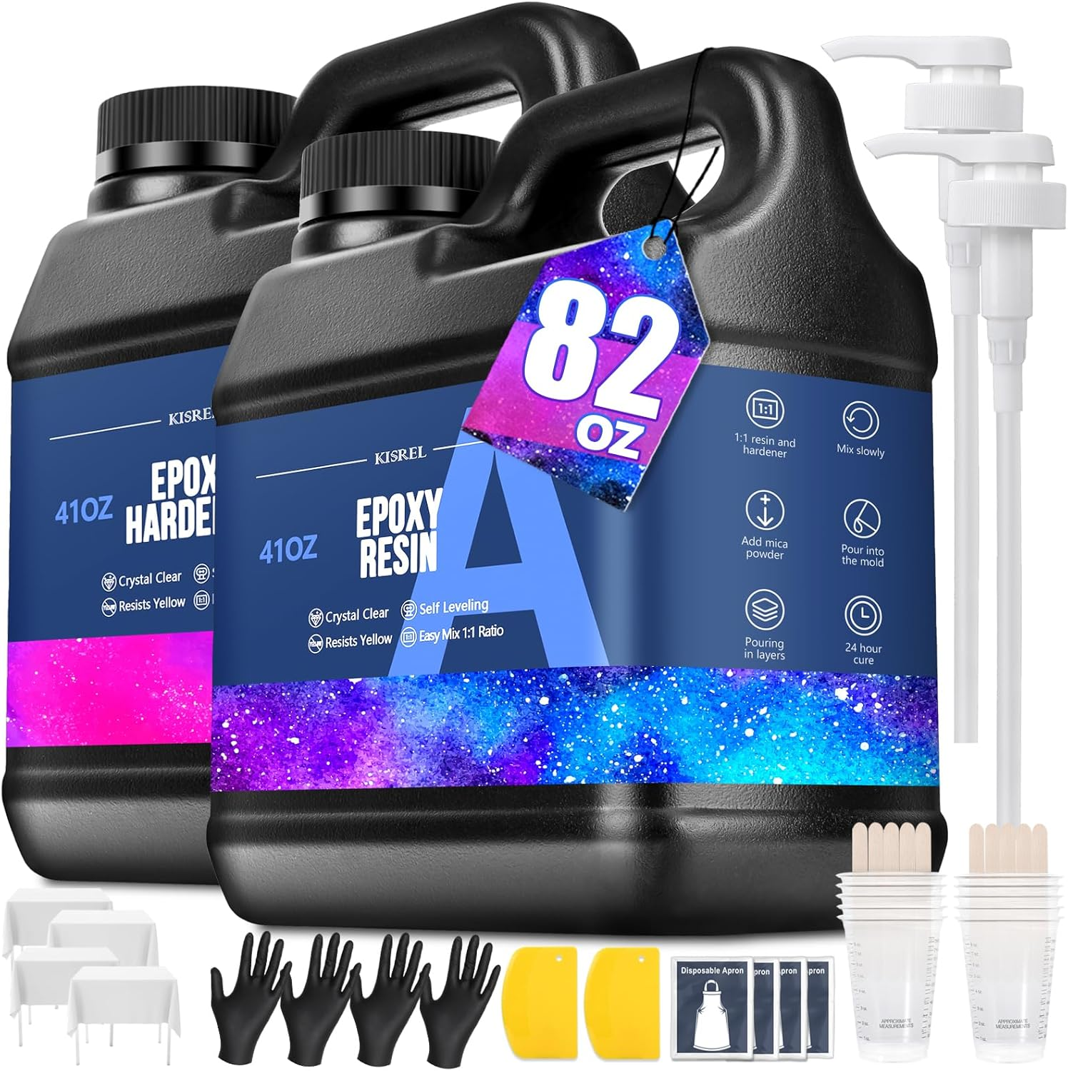 Crystal Clear Epoxy Resin Kit 82OZ No Yellowing No Bubble Art Resin