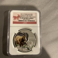 2015 TOKELAU S$5 YEAR OF THE GOAT COLORIZED COIN NGC PF 69 Ultra Cameo