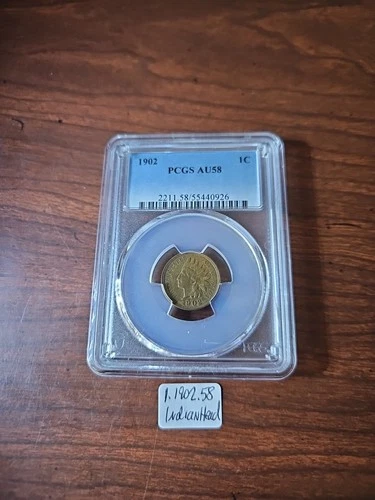 1902 Indian Cent PCGS AU-58, Brilliant Luster & Detailed Strike