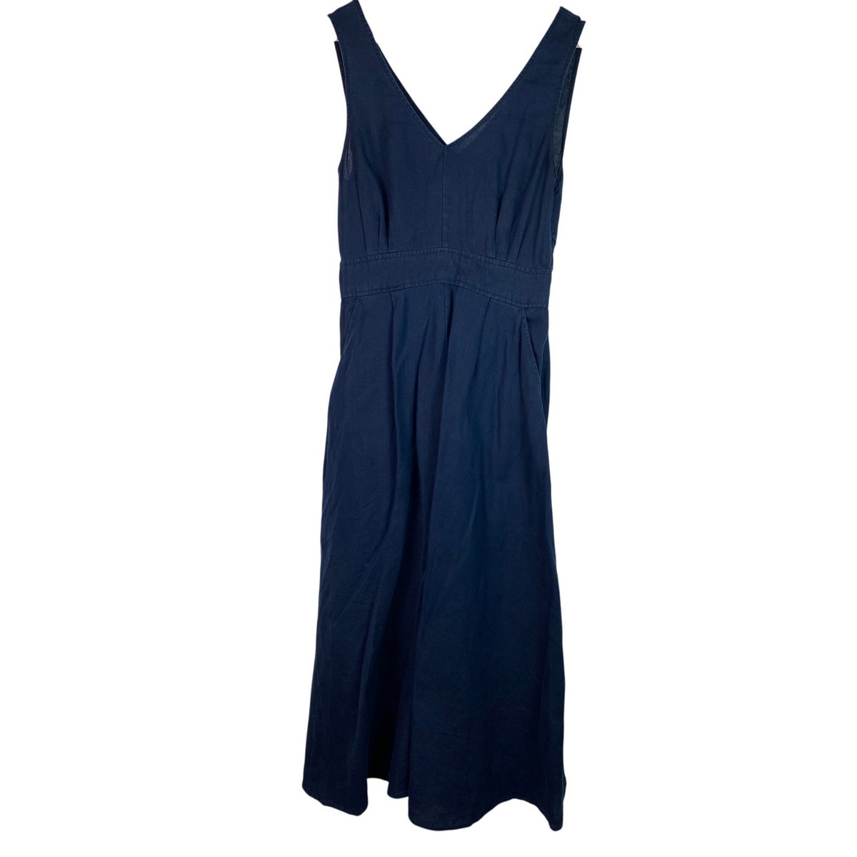 Nicole Miller New York Women's 6 Navy Blue Linen Midi Tank Dress