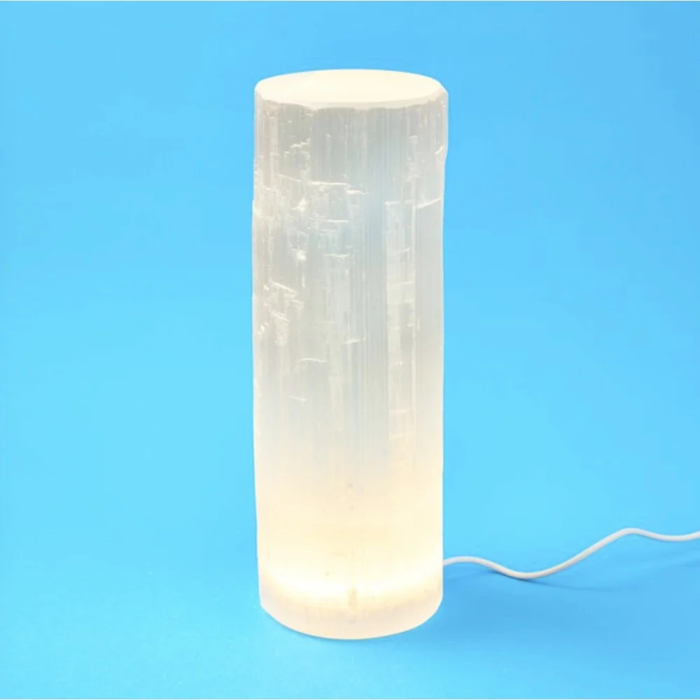 Selenite Round LED Lamp 25cm – USB Powered