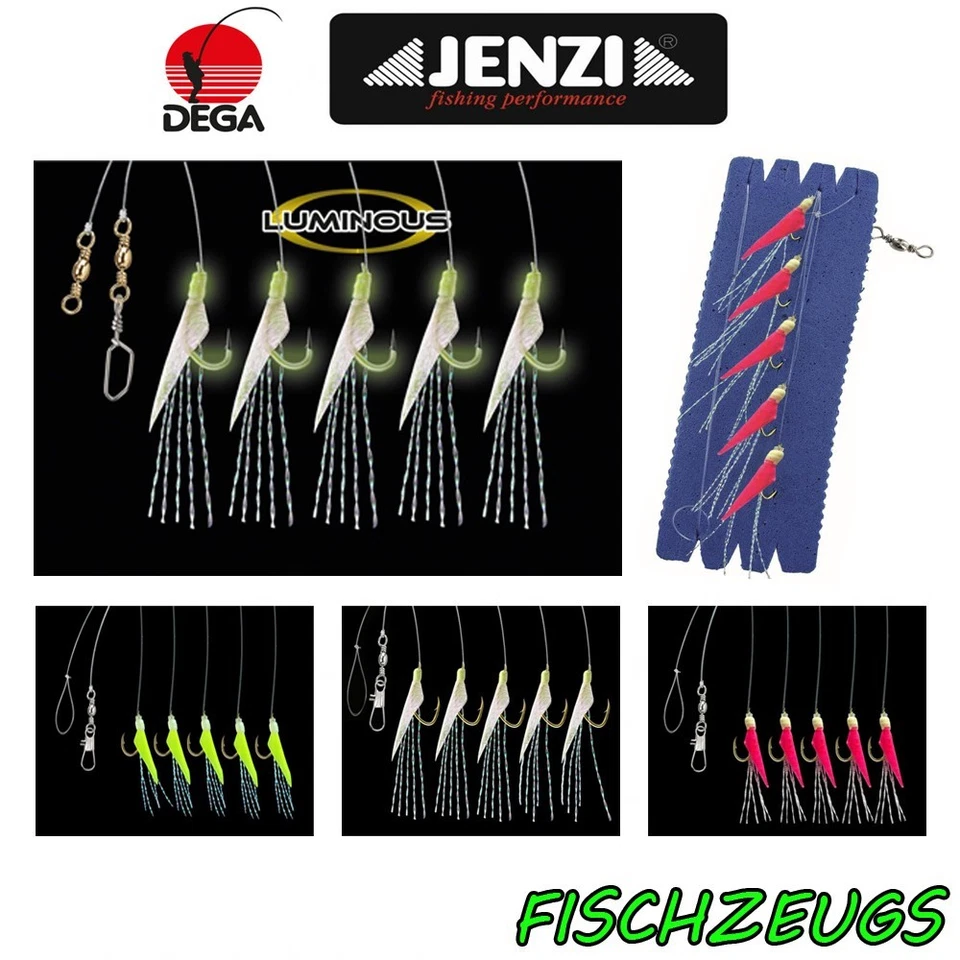 JENZI DEGA Jenzi Heringsvorfach Makrelen Paternoster Meeressystem echte Fischhaut 5 Haken
