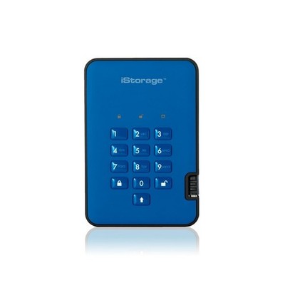 iStorage DiskAshur�� SSD 4TB Blau | Secure Portable Solid State Drive | AES-XTS 25