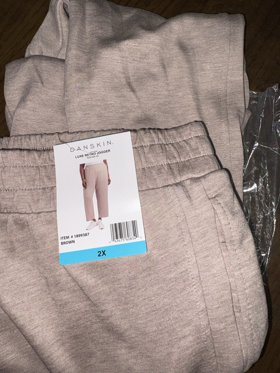 2X Brown NWT Danskin Women's Luxe Retro Jogger Costco Soft Fabric