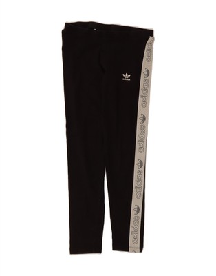 Adidas Damen Grafik Leggings UK 12 Medium schwarz Colourblock Baumwolle CG10
