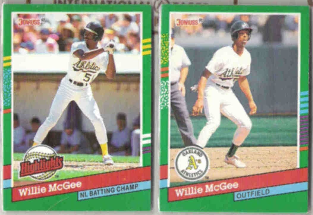 WILLIE McGEE (2) 1991 Donruss #BC22 + 666. A's
